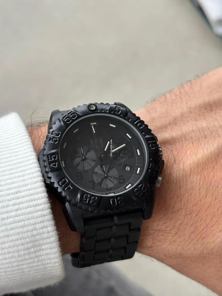 Luminox Navy Seal Colormark Chronograph Full Blackout with Original Black Stainless Steel Bracelet