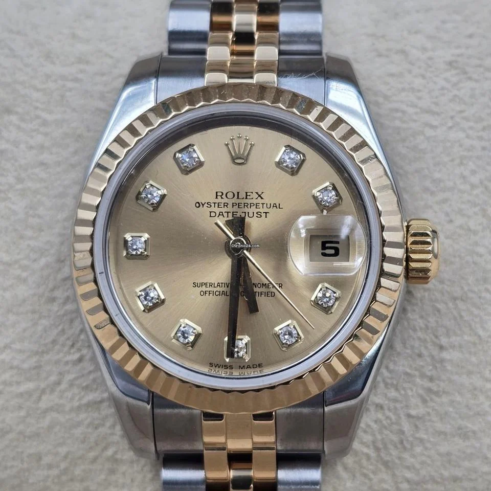 Rolex Lady-Datejust PAPERS MINT Datejust 18k Two Tone Champagne Diamond Dial
