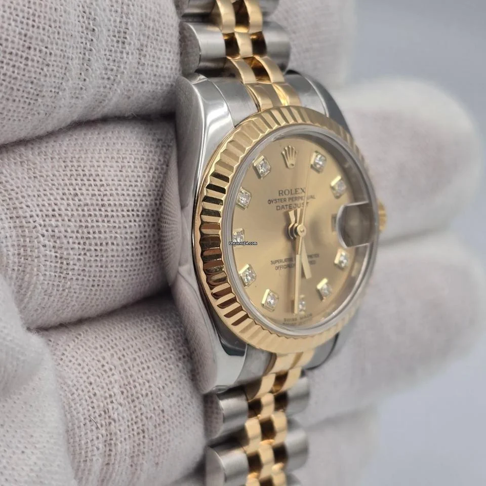 Rolex Lady-Datejust PAPERS MINT Datejust 18k Two Tone Champagne Diamond Dial