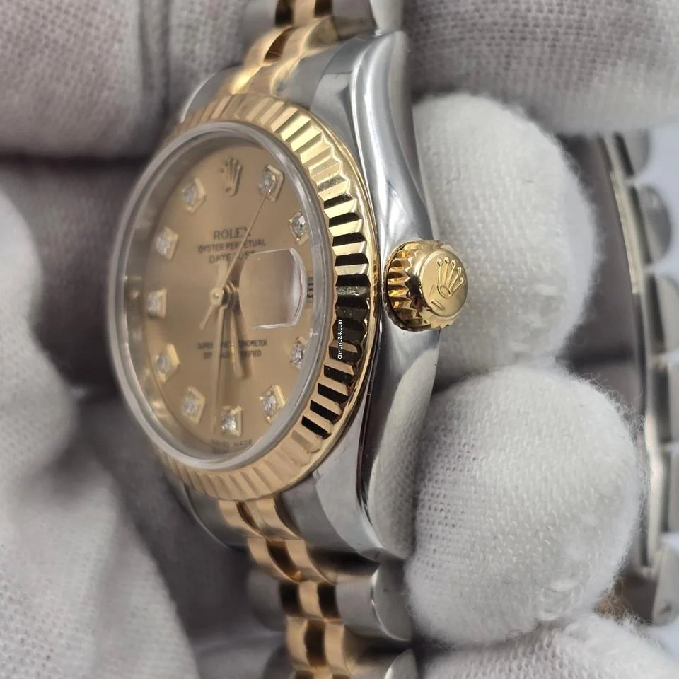Rolex Lady-Datejust PAPERS MINT Datejust 18k Two Tone Champagne Diamond Dial