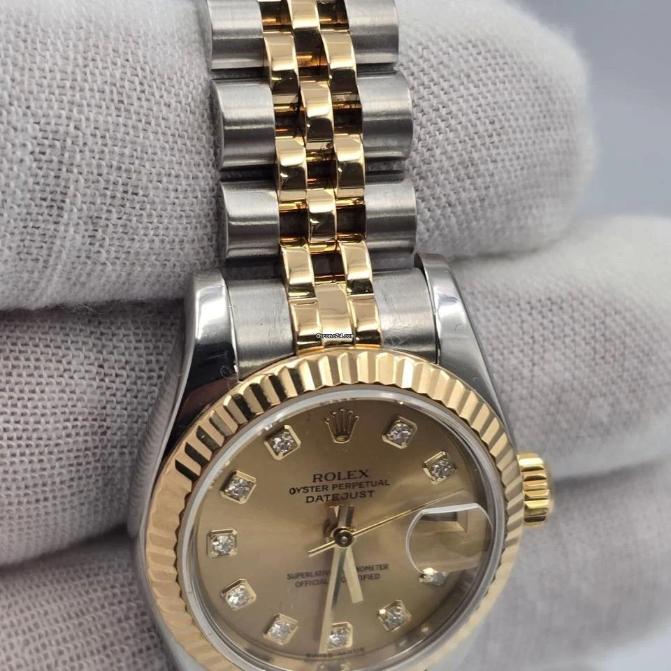 Rolex Lady-Datejust PAPERS MINT Datejust 18k Two Tone Champagne Diamond Dial