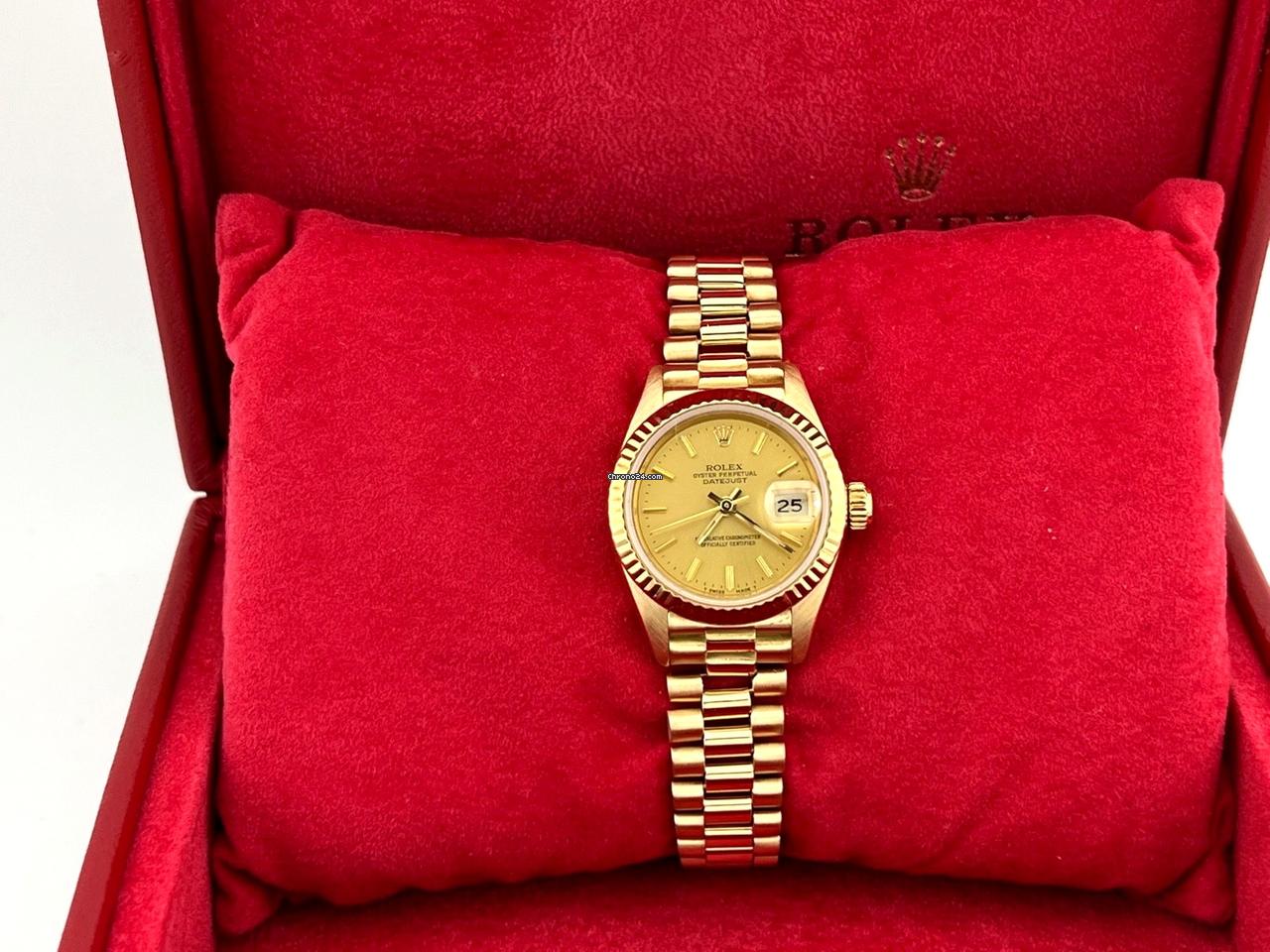 Rolex Ladies President Datejust 69178 Champagne Dial 18k Yellow Gold