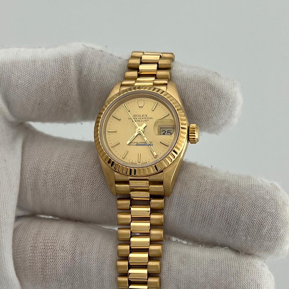 Rolex Ladies President Datejust 69178 Champagne Dial 18k Yellow Gold