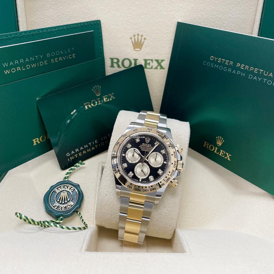 Rolex NEW Daytona 126503 Black Diamond Dial Two Tone Yellow Gold Stainless Steel