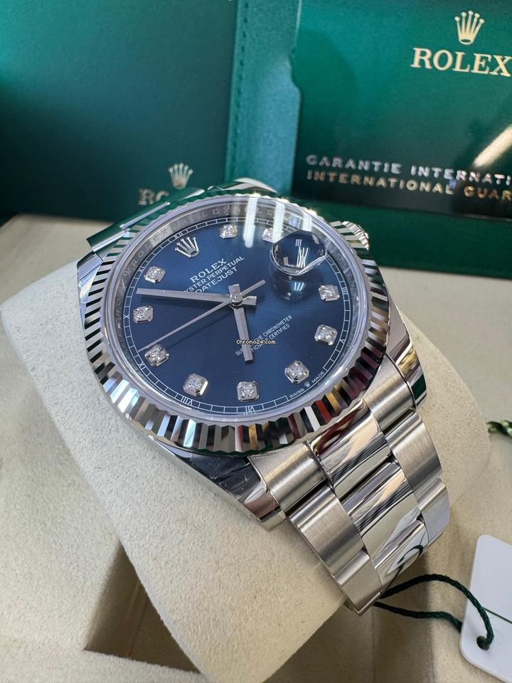 Rolex Datejust 41 Full Set 126334 Blue Diamond Dial Oyster 2025