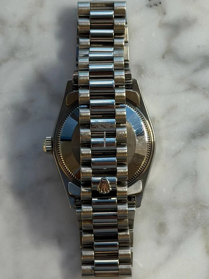Rolex - Pre-owned White Gold Datejust 31 Silver Diamond Dial Diamond Bezel Presidential Bracelet 68159 4 Rolex - Pre-owned White Gold Datejust 31 Silver Diamond Dial Diamond Bezel Presidential Bracelet 68159