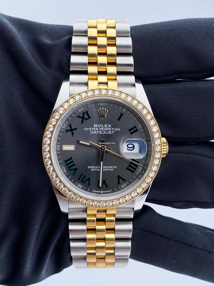 Rolex Datejust Wimbledon 126283RBR Diamond Bezel Box Papers
