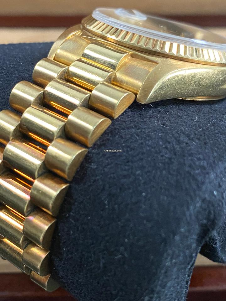 Rolex EXCELLENT Condition 1985 Day-Date 36 President Yellow Gold Black Diamond Dial 18038 FULL SET