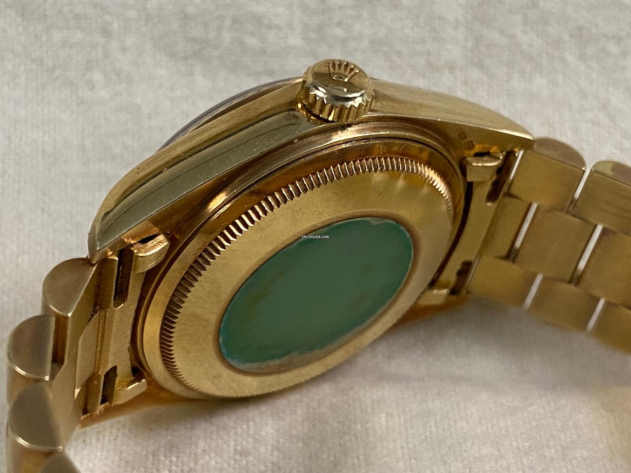 Rolex EXCELLENT Condition 1985 Day-Date 36 President Yellow Gold Black Diamond Dial 18038 FULL SET