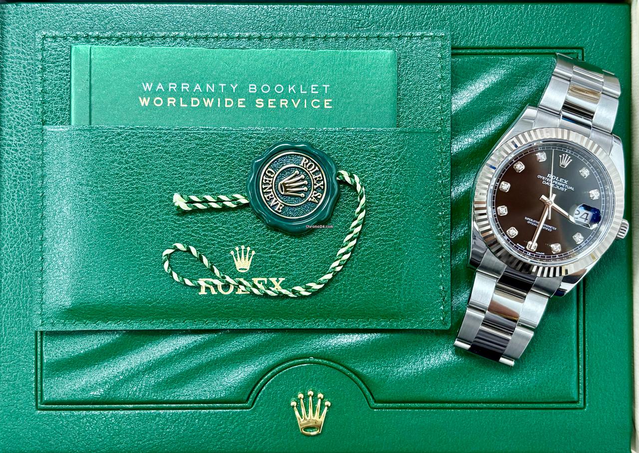 Rolex Datejust 41 126334 Black Diamond Dial Gold Fluted Bezel Oyster Band +Box