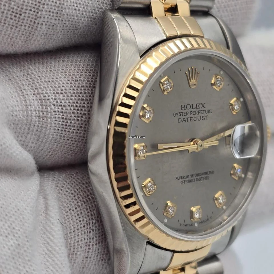Rolex Datejust 36 Datejust 36mm Silver Computer Diamond Dial Two Tone Jubilee