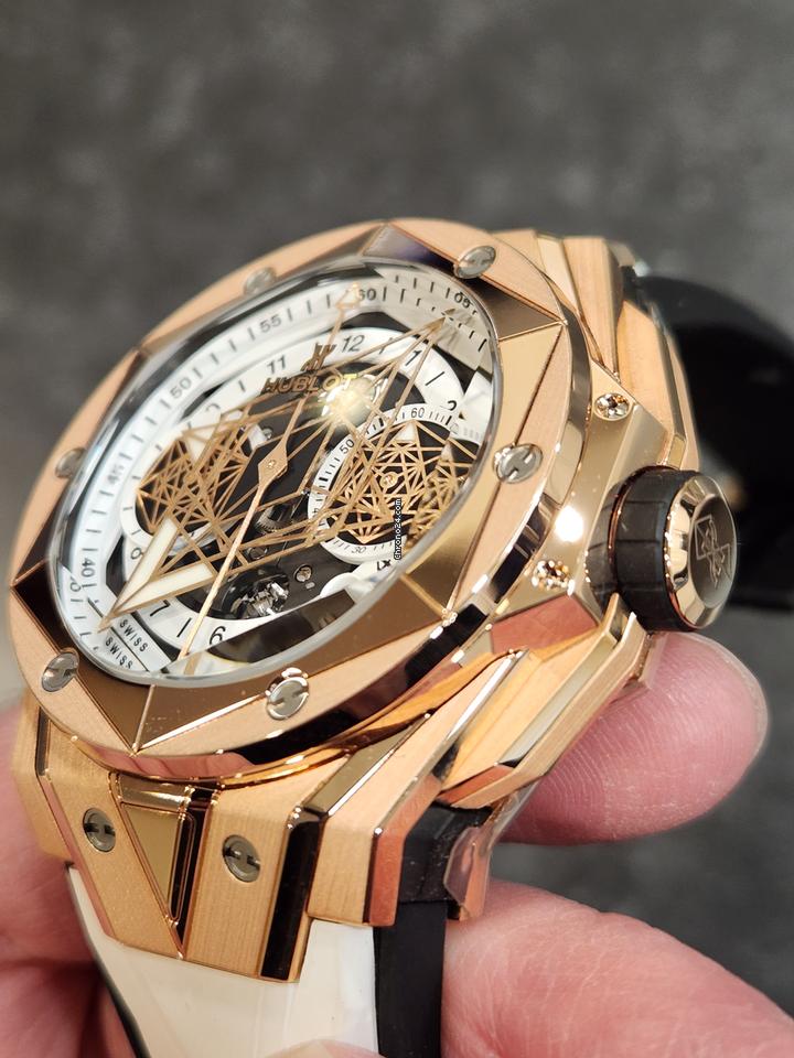 Hublot Big Bang Sang Bleu II King Gold White Watch 45mm Skeleton Dial, NEW UNWORN