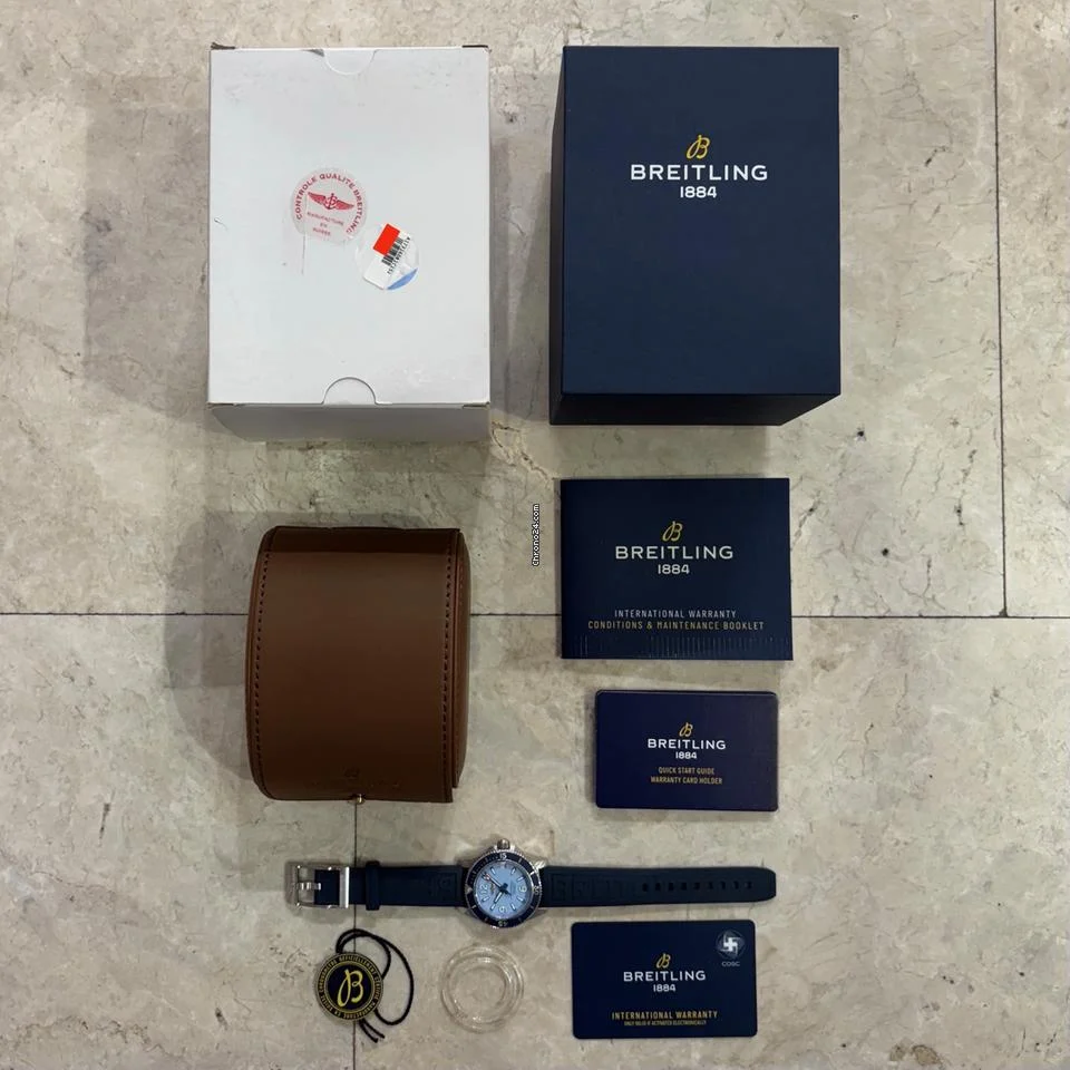 Breitling Superocean Automatic 36 A17316 36mm Baby Blue Dial Circa 2021 Preowned Full Set