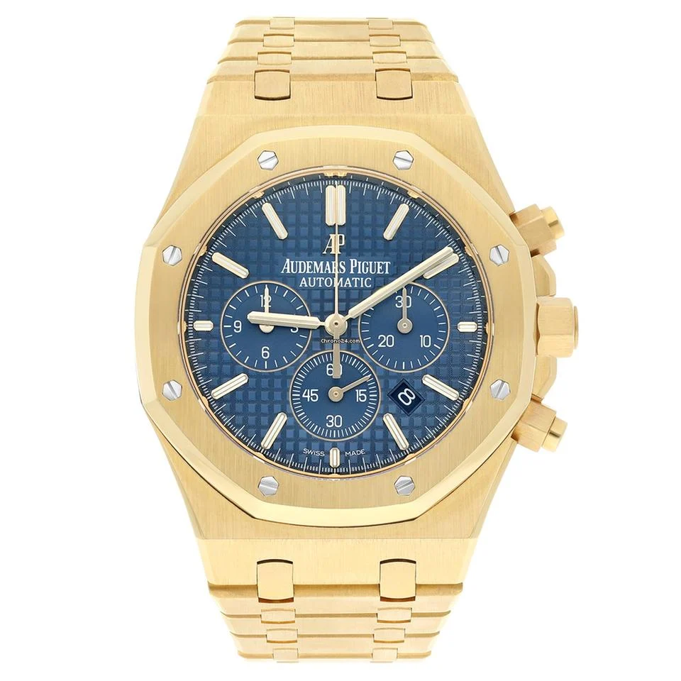 Audemars Piguet Royal Oak 26320ba.oo.1220ba.02 41mm Blue Chronograph Dial Yellow Gold Watch – 2017