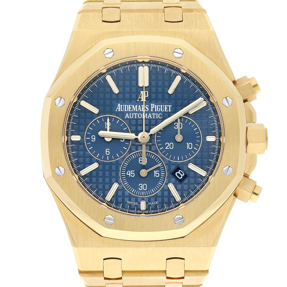 Audemars Piguet Royal Oak 26320ba.oo.1220ba.02 41mm Blue Chronograph Dial Yellow Gold Watch – 2017