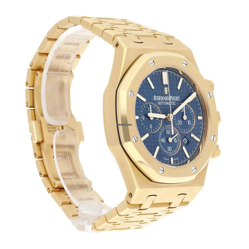 Audemars Piguet Royal Oak 26320ba.oo.1220ba.02 41mm Blue Chronograph Dial Yellow Gold Watch – 2017