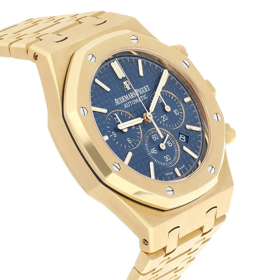 Audemars Piguet Royal Oak 26320ba.oo.1220ba.02 41mm Blue Chronograph Dial Yellow Gold Watch – 2017
