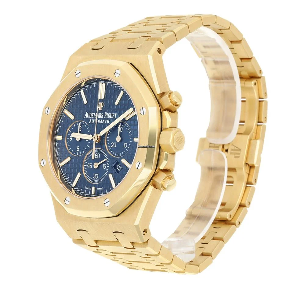 Audemars Piguet Royal Oak 26320ba.oo.1220ba.02 41mm Blue Chronograph Dial Yellow Gold Watch – 2017
