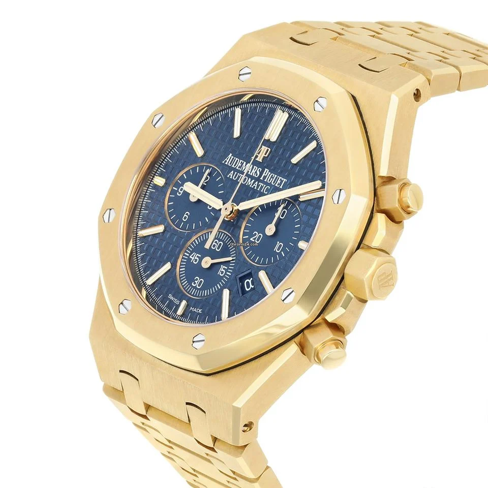 Audemars Piguet Royal Oak 26320ba.oo.1220ba.02 41mm Blue Chronograph Dial Yellow Gold Watch – 2017