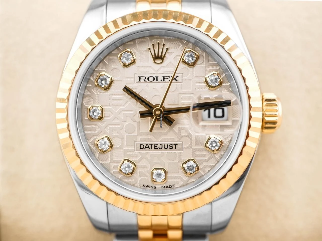 Rolex 179173 Lady-Datejust 26mm Jubilee Silver Diamond Dial Jubilee Bracelet Box and Papers 2008