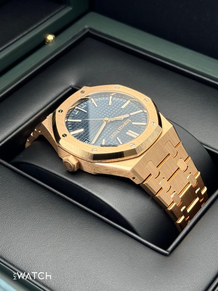 Audemars Piguet NEW 2025 Royal Oak 41mm 15510OR Pink Gold Blue Grande Tapisserie Dial 8 Audemars Piguet NEW 2025 Royal Oak 41mm 15510OR Pink Gold Blue Grande Tapisserie Dial