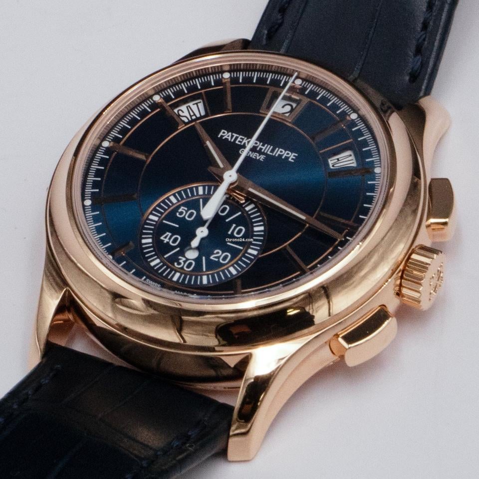 Patek Philippe Complications 5905R Sunburst Blue Dial Mens Watch Box Papers