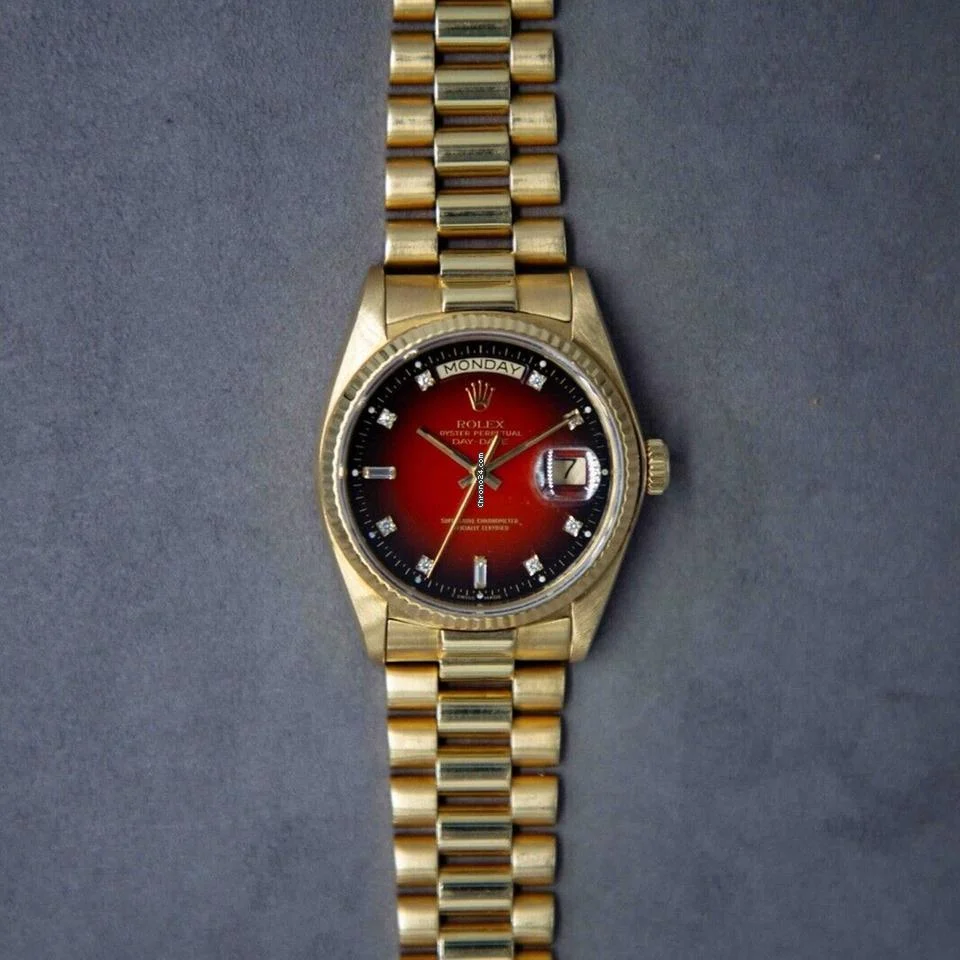 Rolex Day-Date 36 18038 Red Vignette Diamond Dial 18K 36mm 6 Rolex Day-Date 36 18038 Red Vignette Diamond Dial 18K 36mm