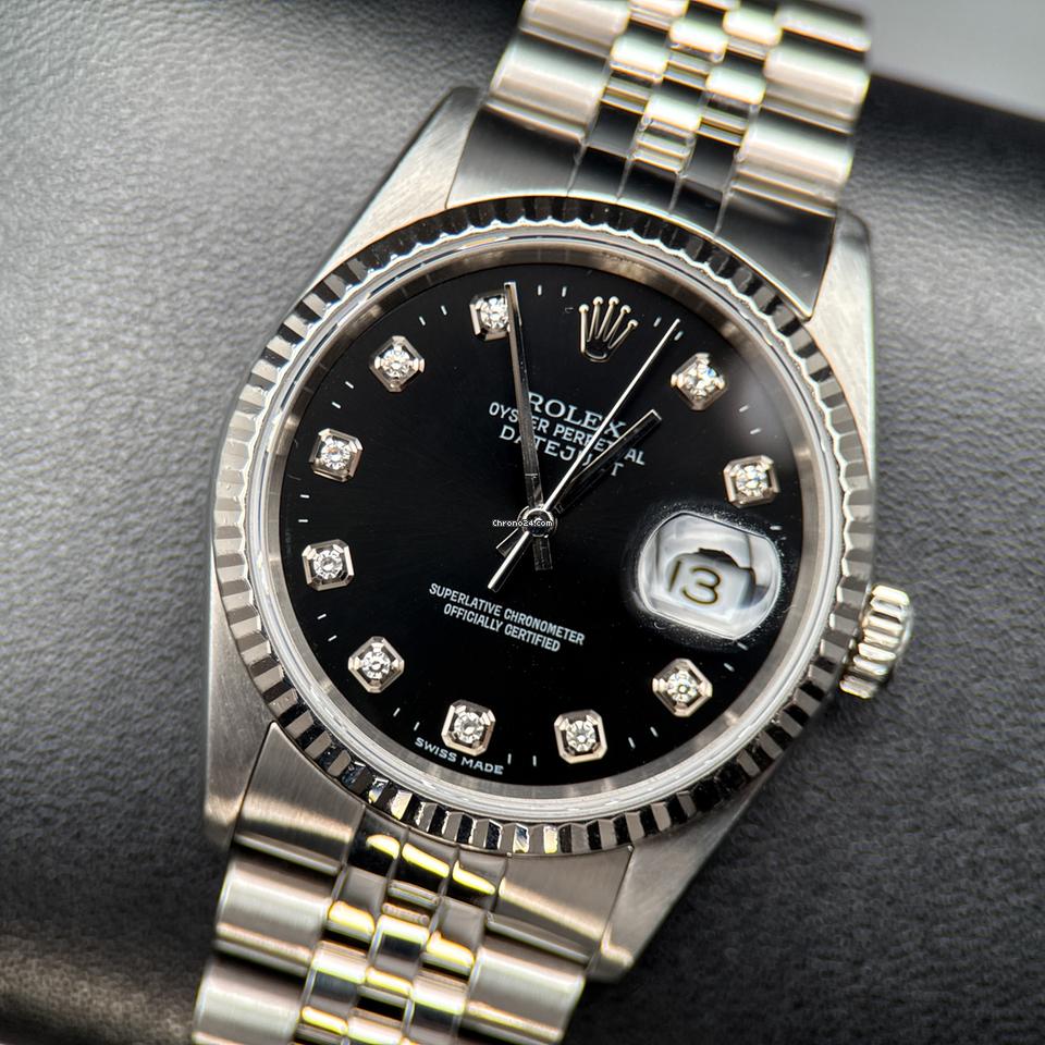 Rolex Datejust 36 16234, Black Diamond Dial, 2004