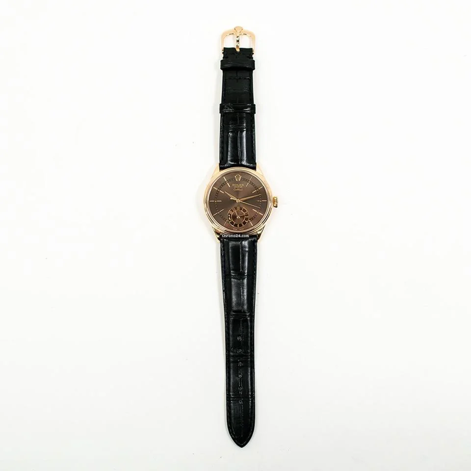 Rolex Cellini Dual Time Rose Gold Brown Dial 50525