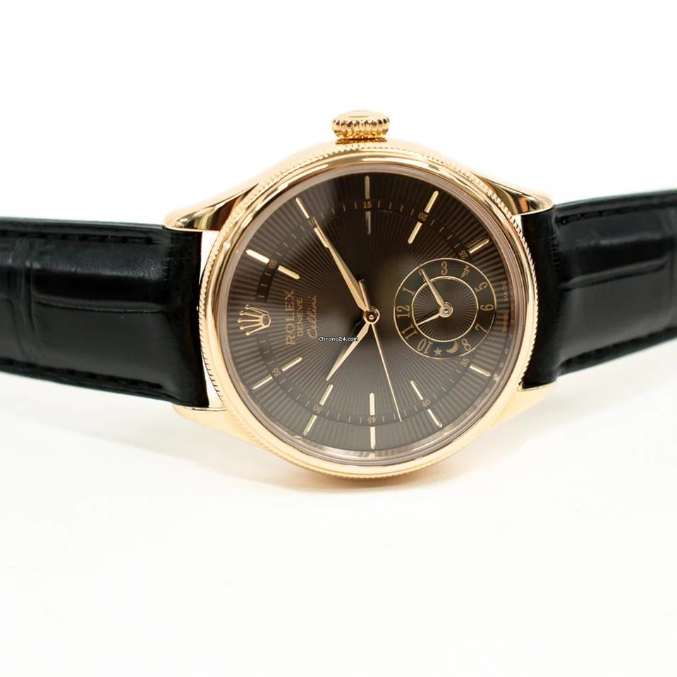 Rolex Cellini Dual Time Rose Gold Brown Dial 50525