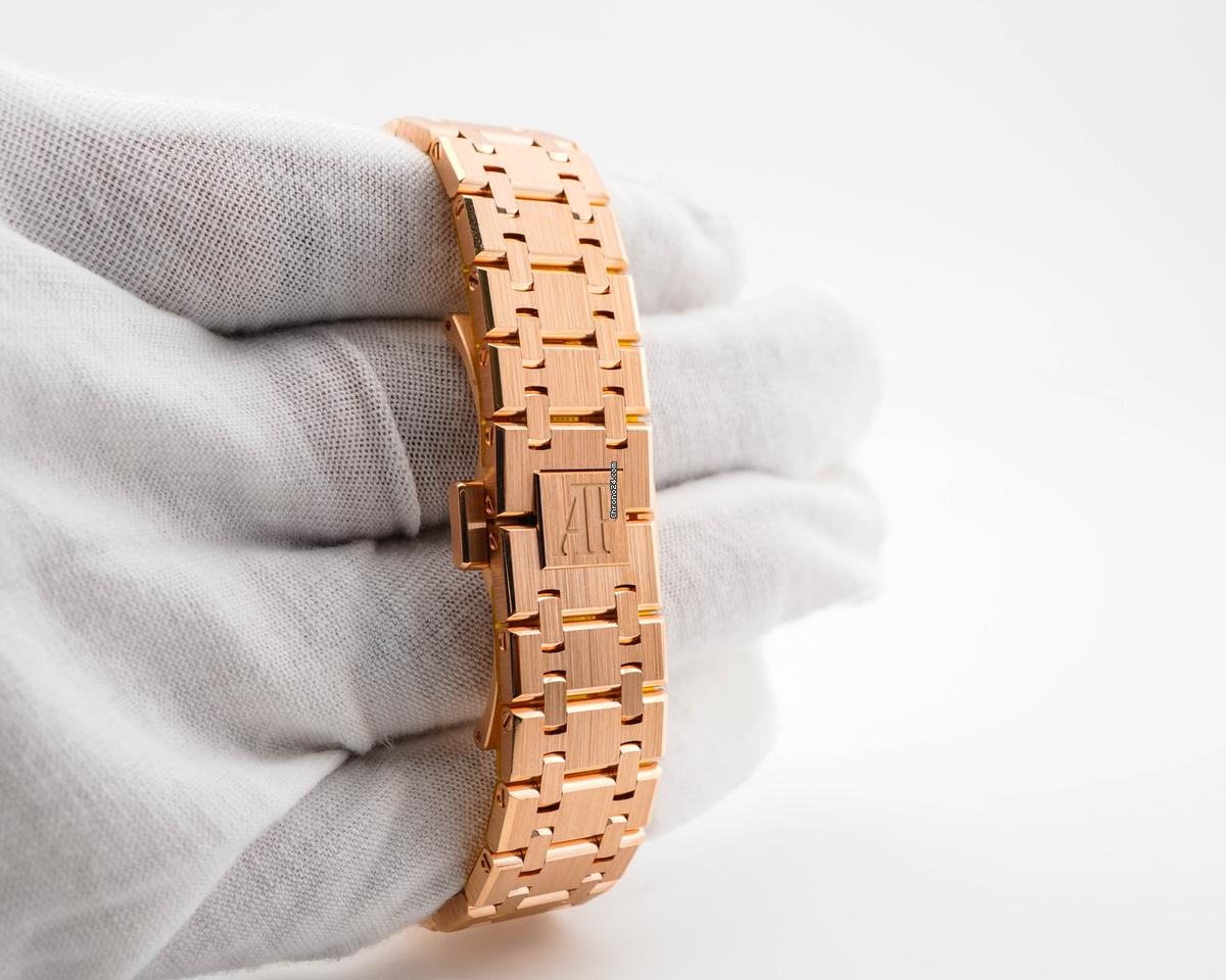 Audemars Piguet 67651OR.ZZ.D080CA.01 Royal Oak 33 mm 18K Rose Gold Diamond Bezel Brown Dial Box 2016