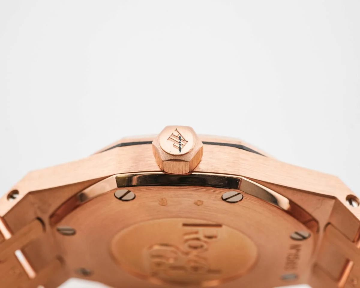 Audemars Piguet 67651OR.ZZ.D080CA.01 Royal Oak 33 mm 18K Rose Gold Diamond Bezel Brown Dial Box 2016