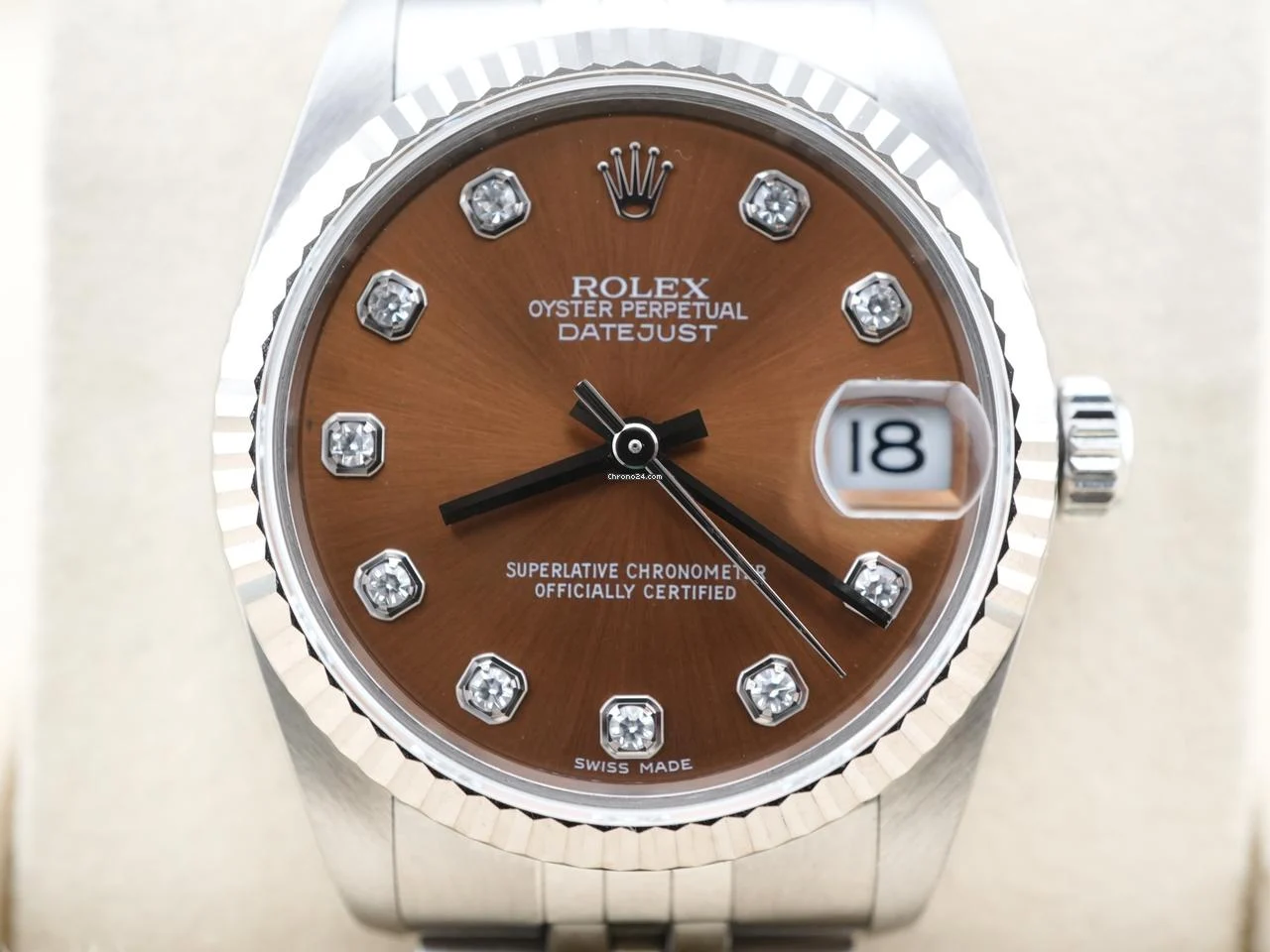 Rolex 178274 Datejust 31 mm Fluted Bezel Brown Diamond Dial Jubilee Bracelet Complete Set 2005