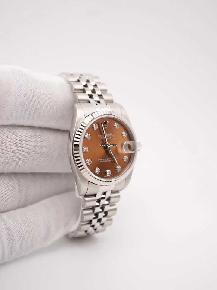Rolex 178274 Datejust 31 mm Fluted Bezel Brown Diamond Dial Jubilee Bracelet Complete Set 2005
