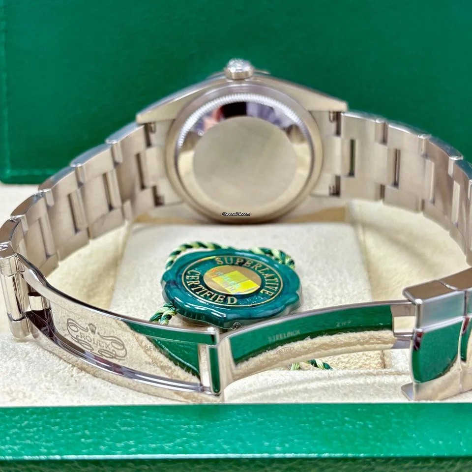 Rolex Datejust 36 126234 Blue Dial Fluted Gold Bezel + Box