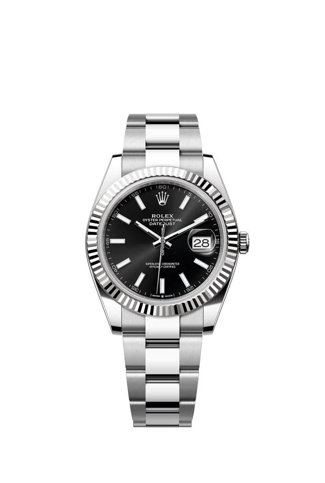 Rolex Datejust 41 Black Index Dial Stainless Steel Fluted Bezel Oyster Bracelet