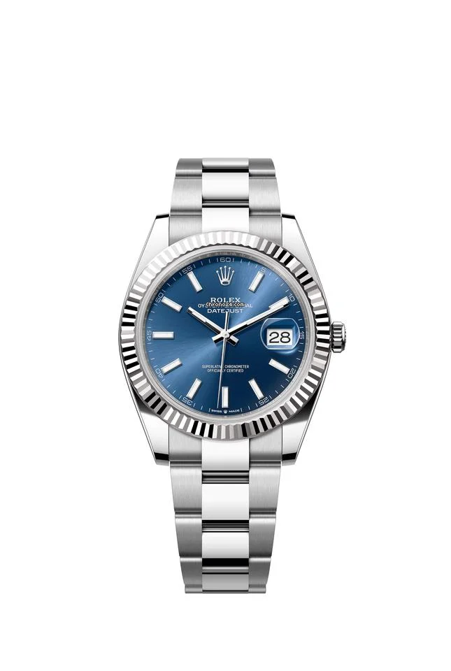 Rolex Datejust 41 Blue Index Dial Stainless Steel Fluted Bezel Oyster Bracelet