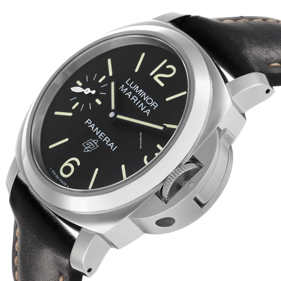 Panerai Luminor Marina 44mm Steel Black Dial Mens Watch PAM00776