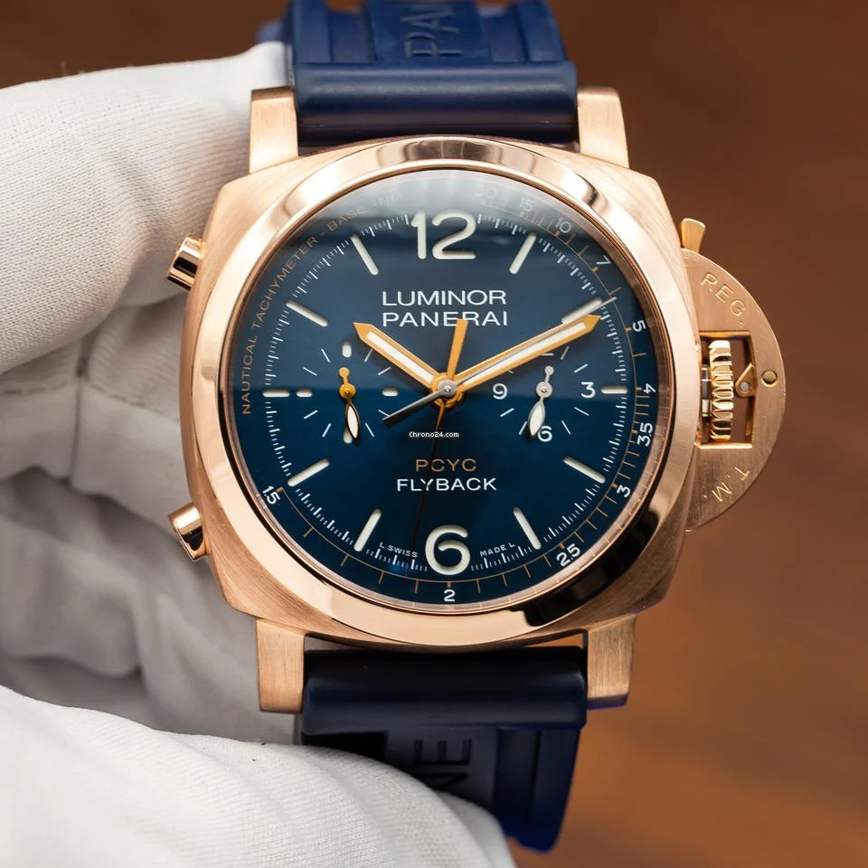 Panerai Luminor Yachts Challenge Goldtech Rose Gold Blue 44mm PAM01020