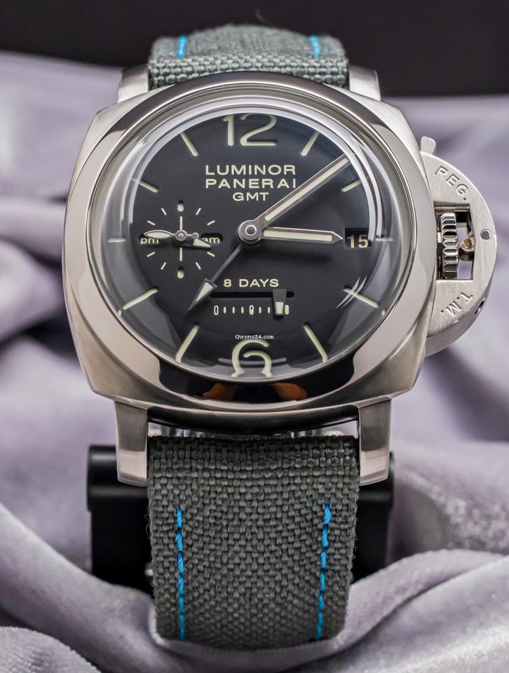 Panerai 233 Luminor 8 Days GMT $12K MSRP Box SERVICED Black Dial PAM233 PAM 0023