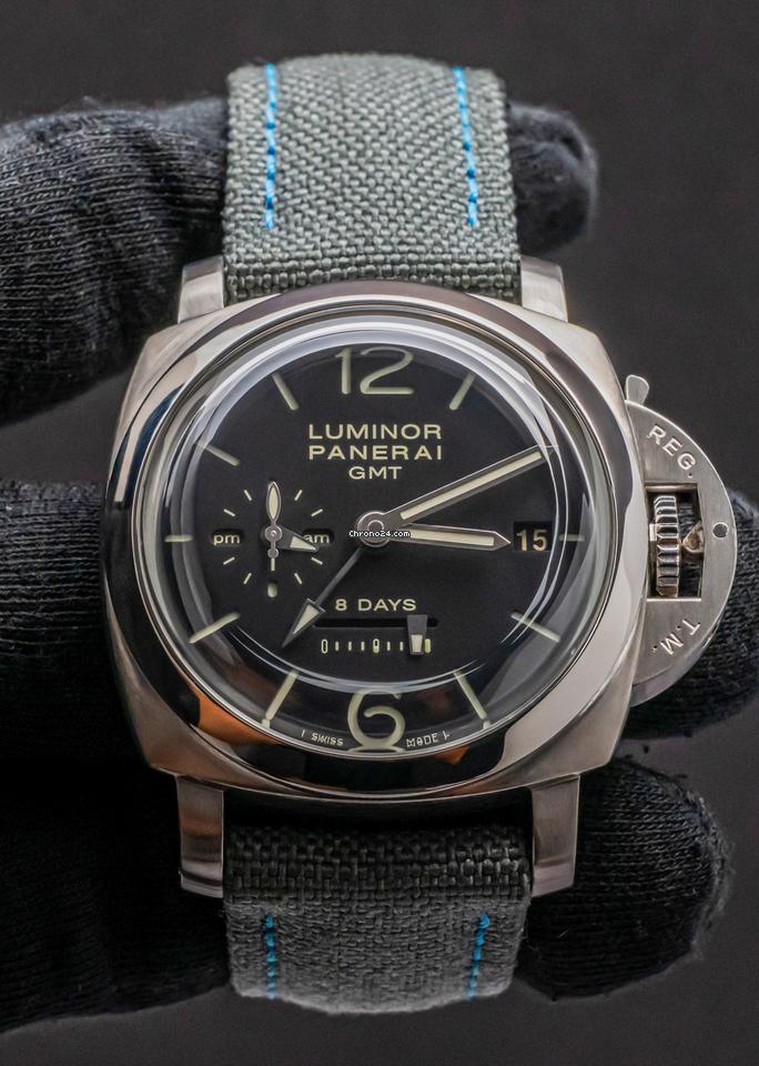 Panerai 233 Luminor 8 Days GMT $12K MSRP Box SERVICED Black Dial PAM233 PAM 0023