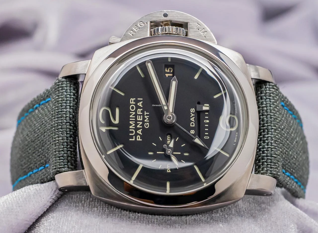 Panerai 233 Luminor 8 Days GMT $12K MSRP Box SERVICED Black Dial PAM233 PAM 0023