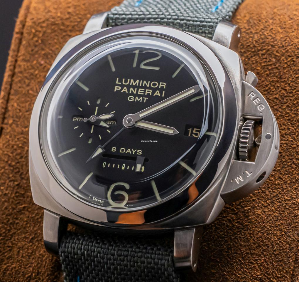 Panerai 233 Luminor 8 Days GMT $12K MSRP Box SERVICED Black Dial PAM233 PAM 0023