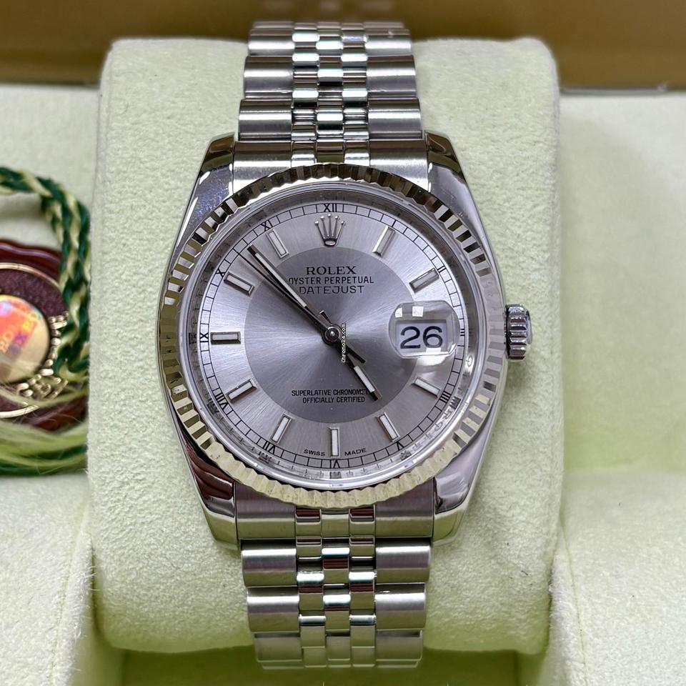 Rolex Datejust 36 116234 Silver Dial, Jubilee Band, Fluted Bezel+ Box